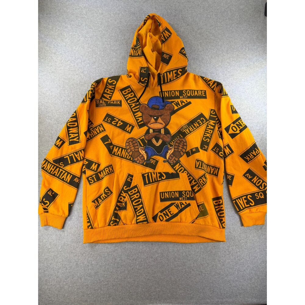 Fresh Laundry Teddy Bear Graphic Street Sign Pullover Hoodie Men's 2XL